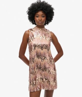 Minivestido de lentejuelas con corte en A