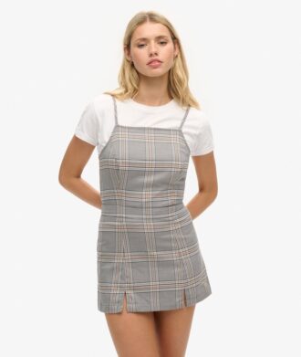 Minivestido de tirantes Vintage con estampado de cuadros
