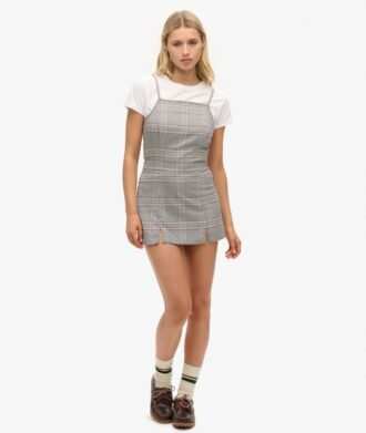 Minivestido de tirantes Vintage con estampado de cuadros