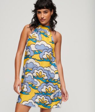 Minivestido sin mangas de cuello alto