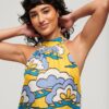 Minivestido sin mangas de cuello alto