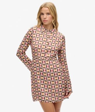 Minivestido tipo camisa estampado