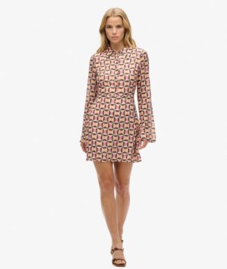 Minivestido tipo camisa estampado