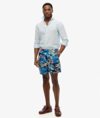 Pantalones cortos de 43 cm con estampado hawaiano reciclado