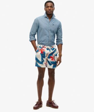 Pantalones cortos de 43 cm con estampado hawaiano reciclado