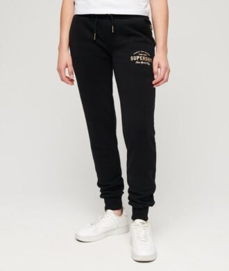 Pantalones jogger ajustados con logotipo metálico de lujo