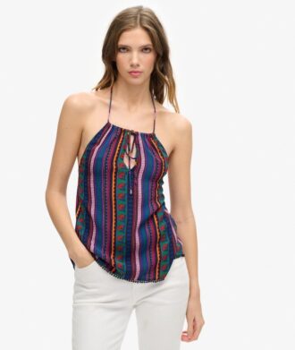 Partes de arriba halter estampadas de playa