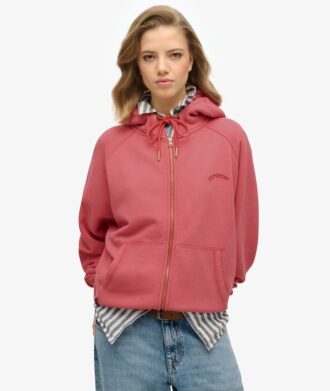 Sudadera con capucha, cremallera y mangas raglán oversize con el logotipo Essential