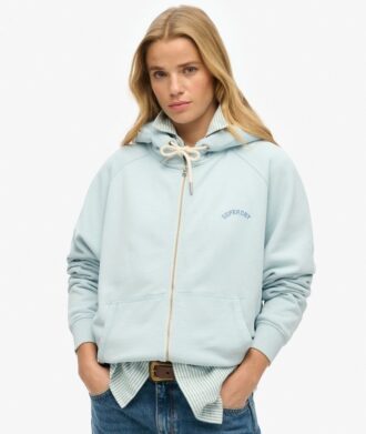 Sudadera con capucha, cremallera y mangas raglán oversize con el logotipo Essential