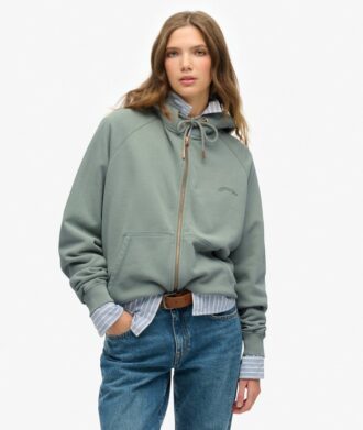 Sudadera con capucha, cremallera y mangas raglán oversize con el logotipo Essential
