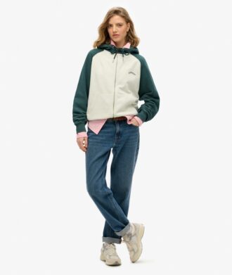 Sudadera con capucha, cremallera y mangas raglán oversize con el logotipo Essential