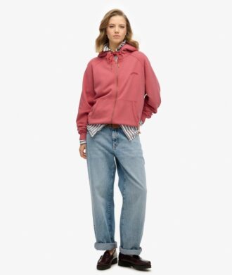 Sudadera con capucha, cremallera y mangas raglán oversize con el logotipo Essential