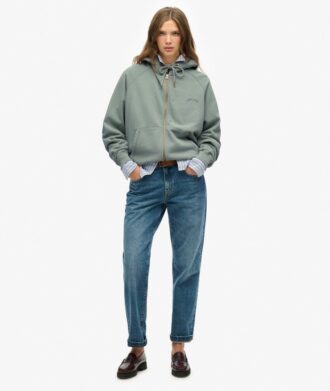 Sudadera con capucha, cremallera y mangas raglán oversize con el logotipo Essential