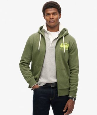 Sudadera con capucha y cremallera con gráfico del logotipo Neon Vintage