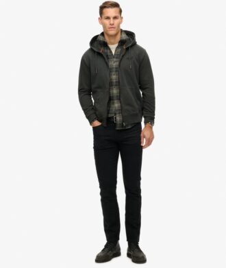 Sudadera con capucha y cremallera lavada con el logotipo de Essential