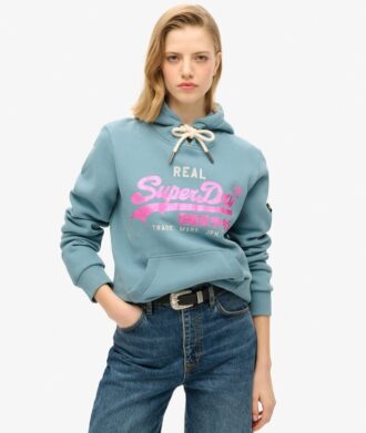 Sudadera con capucha y gráfico del logotipo Vintage decorado