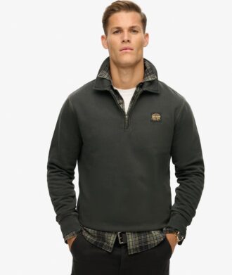 Sudadera con media cremallera y costuras en contraste