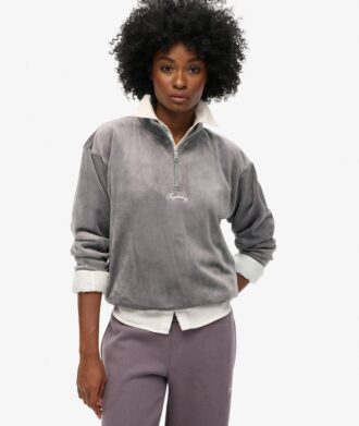 Sudadera de terciopelo Country Club con media cremallera