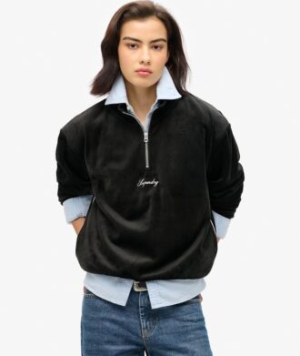 Sudadera de terciopelo Country Club con media cremallera