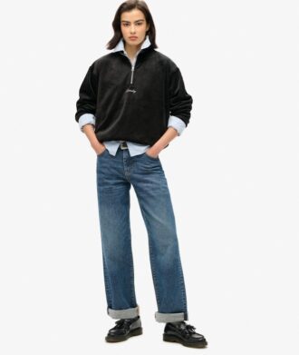 Sudadera de terciopelo Country Club con media cremallera