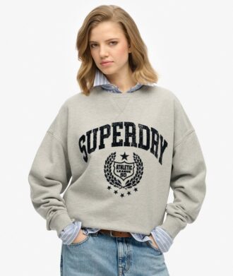 Sudadera deportiva holgada con estampado flocado