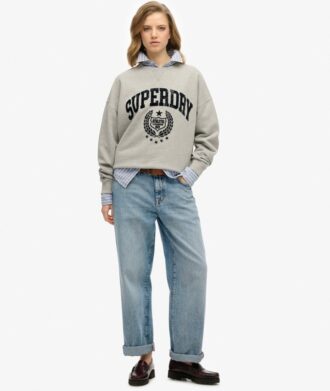 Sudadera deportiva holgada con estampado flocado