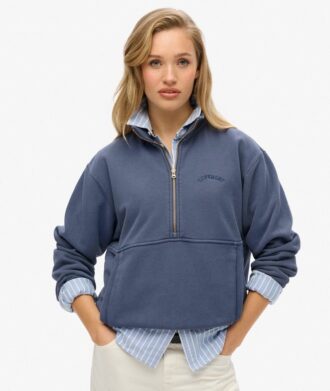 Sudadera oversize con media cremallera y logotipo Essential