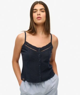 Top camisero con botones de encaje