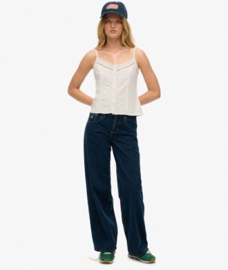 Top camisero con botones de encaje