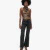 Top con cuello halter y volantes de lentejuelas