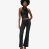 Top con cuello halter y volantes de lentejuelas
