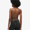 Top con cuello halter y volantes de lentejuelas