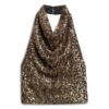 Top con cuello halter y volantes de lentejuelas