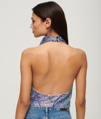 Top con cuello vuelto y tirantes con lentejuelas