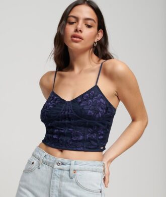 Top corsé con bordado floral
