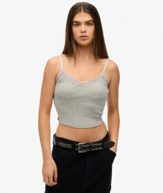 Top corto con tirantes y ribete de encaje de Athletic Essentials