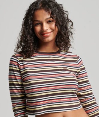 Top corto de manga larga con rayas Vintage de Organic Cotton