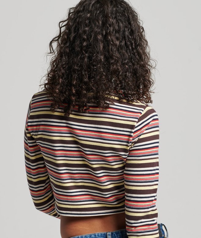 Top corto de manga larga con rayas Vintage de Organic Cotton