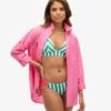 Top de bikini triangular a rayas