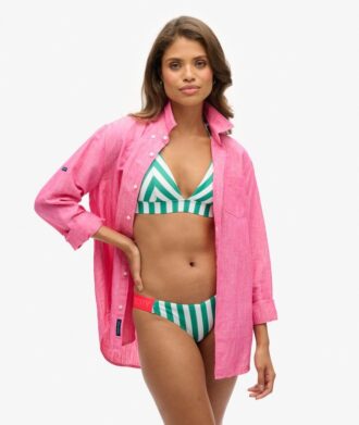 Top de bikini triangular a rayas