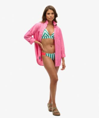 Top de bikini triangular a rayas