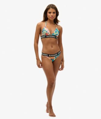 Top de bikini triangular con logotipo