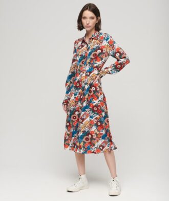 Vestido camisero midi estampado