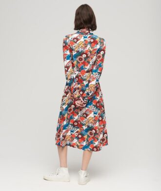 Vestido camisero midi estampado