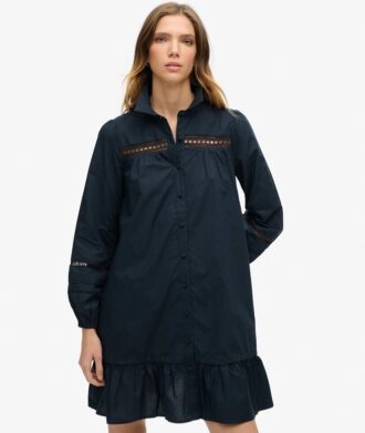 Vestido de camisa con mezcla de encaje