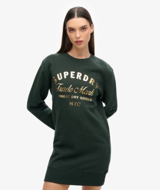 Vestido de jersey con logotipo metálico de lujo