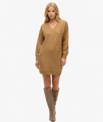 Vestido de punto con cuello en V
