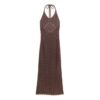 Vestido largo con cuello halter de croché Vestido largo con cuello halter de croché