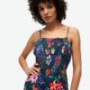 Vestido largo con tirantes fruncidos