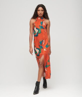Vestido largo de cuello alto